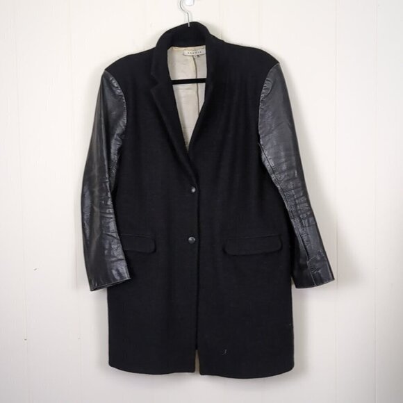 Sandro wool & leather jacket - Picture 1 of 5